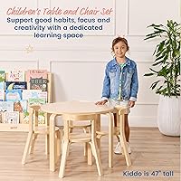 Vista 3 de ECR4Kids juego de mesa y silla de madera curvada y respaldo curvo, muebles para niños, natural, 5 piezas