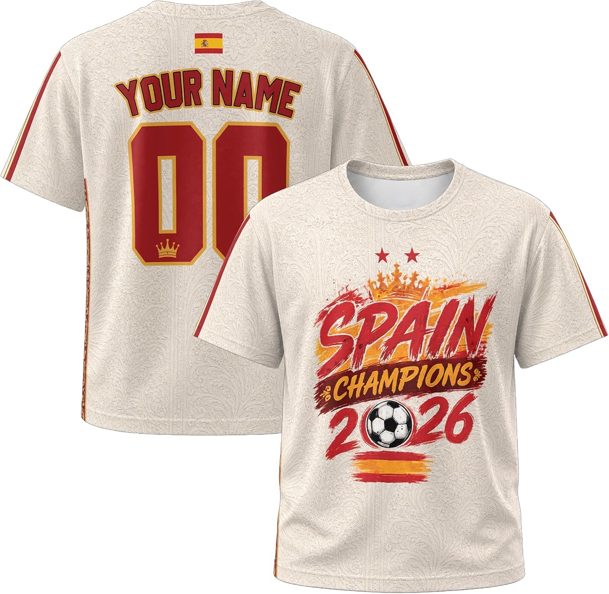 Custom Spain Soccer Football Jersey, Personalized Name Number Jersey Shirt, Spain Champions 2026 Camiseta de Fútbol España