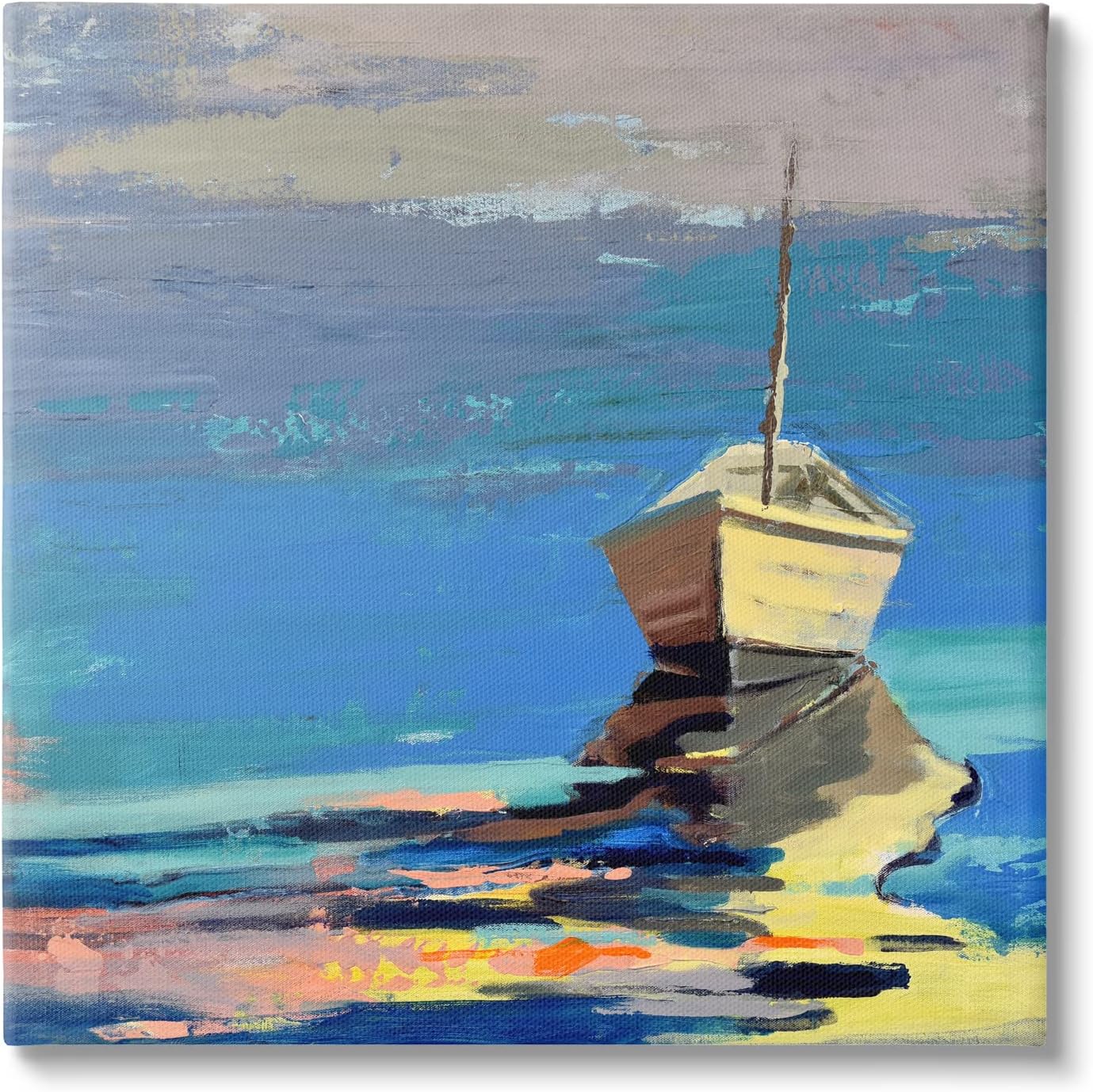 Stupell Industries Cozy Fishing Boat Impressionist Sunset Painting, Design by Beth A. Forst