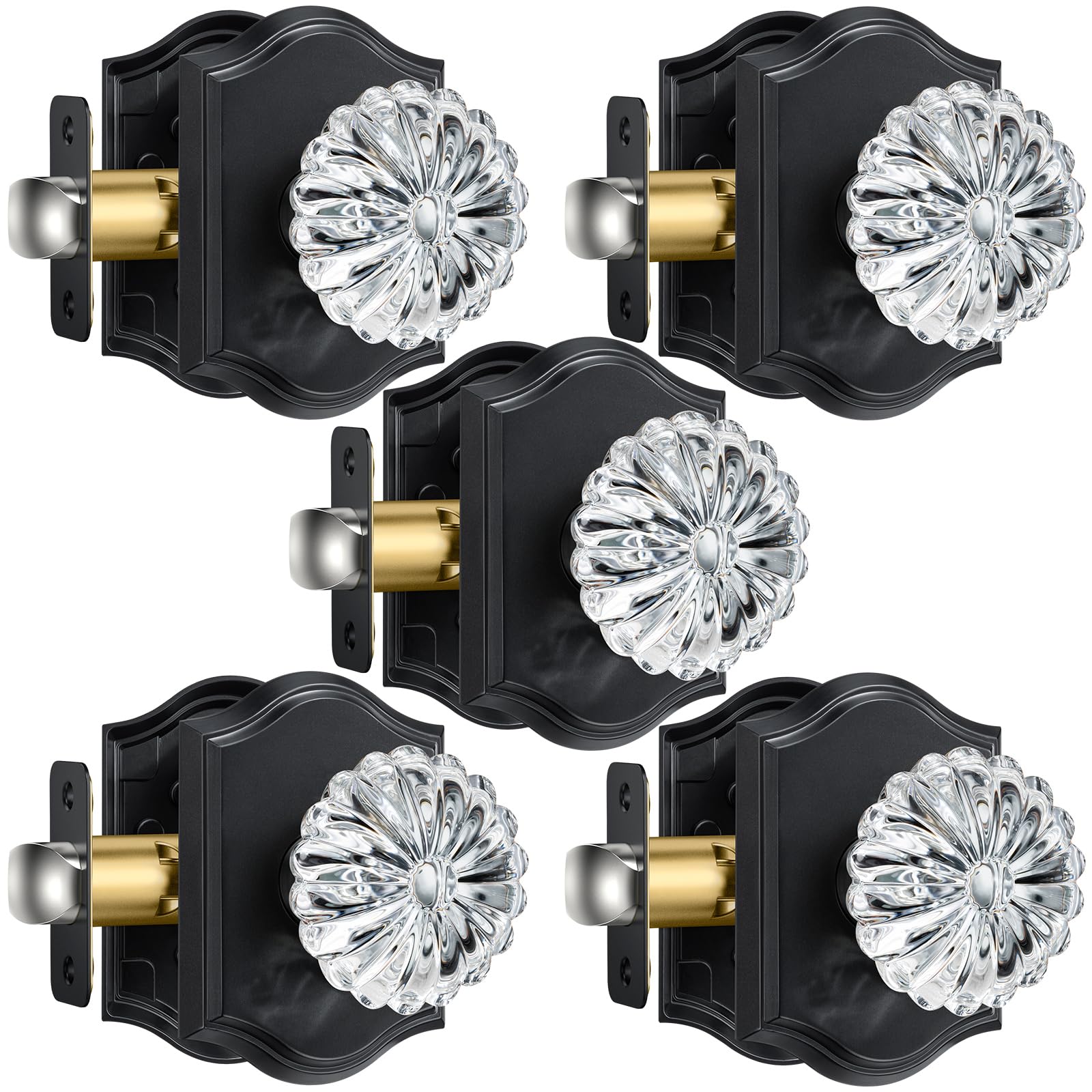 Matte Black Glass Door Knobs with Privacy Lock -14