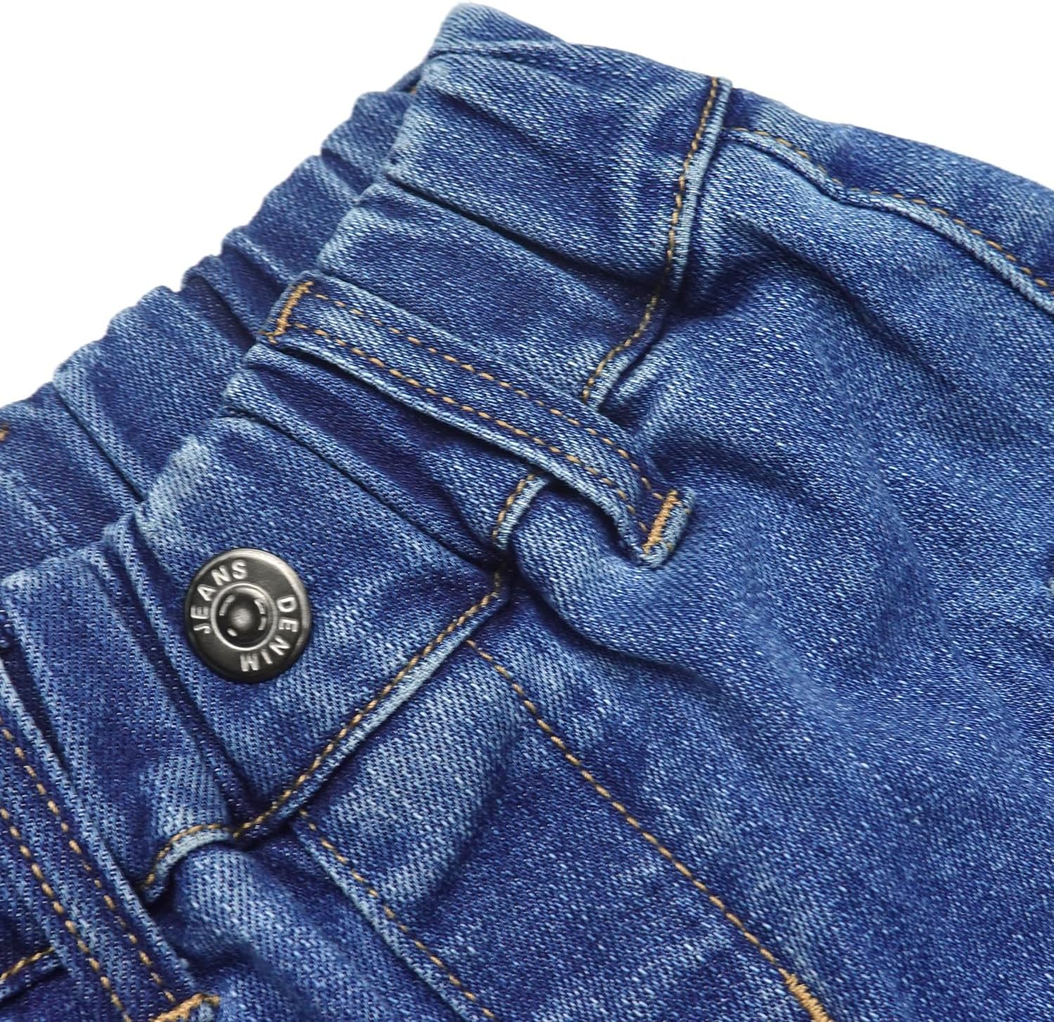 KIDSCOOL SPACE Baby Girls Wide-Leg Cargo Jeans,Toddler Boy Elastic Waist with D-Ring Loops Stretch Denim Pants - Image 4