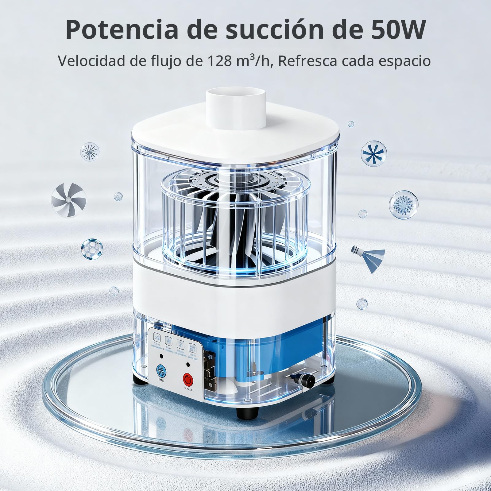 P50 50W Aspiradora de humo de soldadura, 128 m³/h Fuerte aspiración Elimina el olor y el humo con sistema de filtro de 3 capas, Portátil, silencioso, Limpiador de humo, Adecuado para máquinas