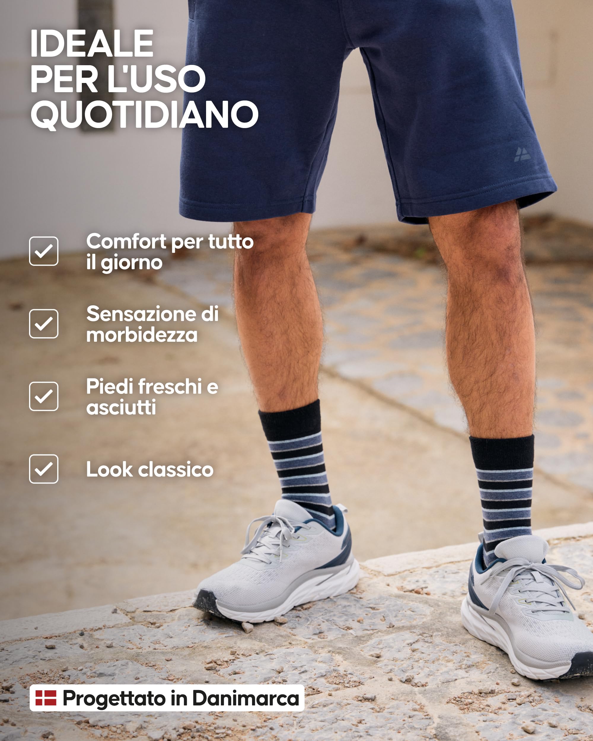 DANISH ENDURANCE Calzini Uomo Fibra di Bambù, Calze Classiche Eleganti in Bamboo, Calzini Estivi Traspiranti, Calze da Lavoro e Uso Quotidiano, 6 Paia
