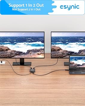 eSynic 4K@30Hz HDMI Splitter 1x2-1 in 2 Out HDMI Splitter for Dual Monitors-Plug & Play-Supports1080P 3D HDCP Bypass for PS4/PS5, Projector, PC, TV, Office Conference -Only Mirror No Extend Mode