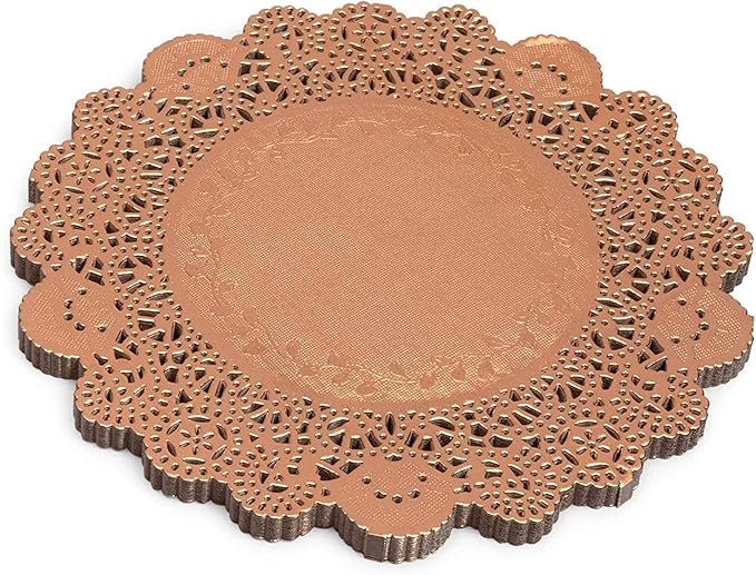 Lace Paper Doilies, Rose Gold Foil Placemats (8 In, 100