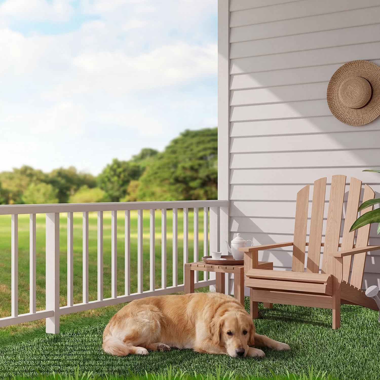 Windyun 48 Pack Artificial Grass Turf Interlocking Deck Tiles 12" x 12" Thick Synthetic Square Fake Interlocking Turf Self Draining Grass Tiles for Patio Indoor Outdoor Floor Decoration Dogs Pee Pad