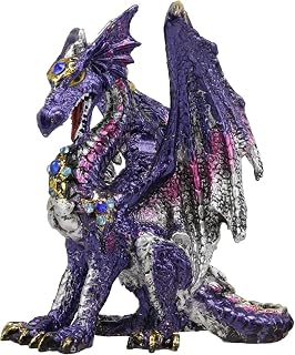 Ebros Small Purple Rain Armored Midnight Dragon Statue 4.5" High Fantasy Prehistoric Dungeons and Dragons Warrior Slayer Dark Knight Collectible Figurine