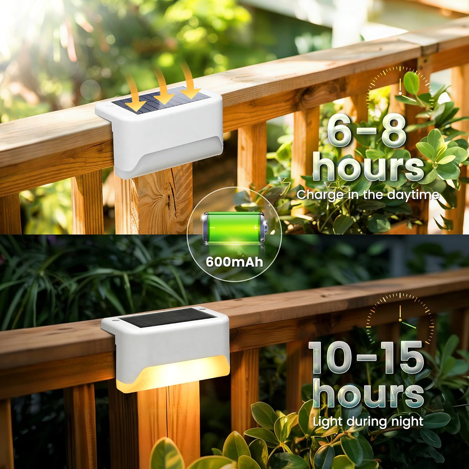 SOLPEX Solar Fence Lights Outdoor, Solar Deck Lights Waterproof LED Step Light for Outside, Stair, Garden, Patio, Yard, Railing, Front Porch, Balcony Decor(16 Pack Warm White)