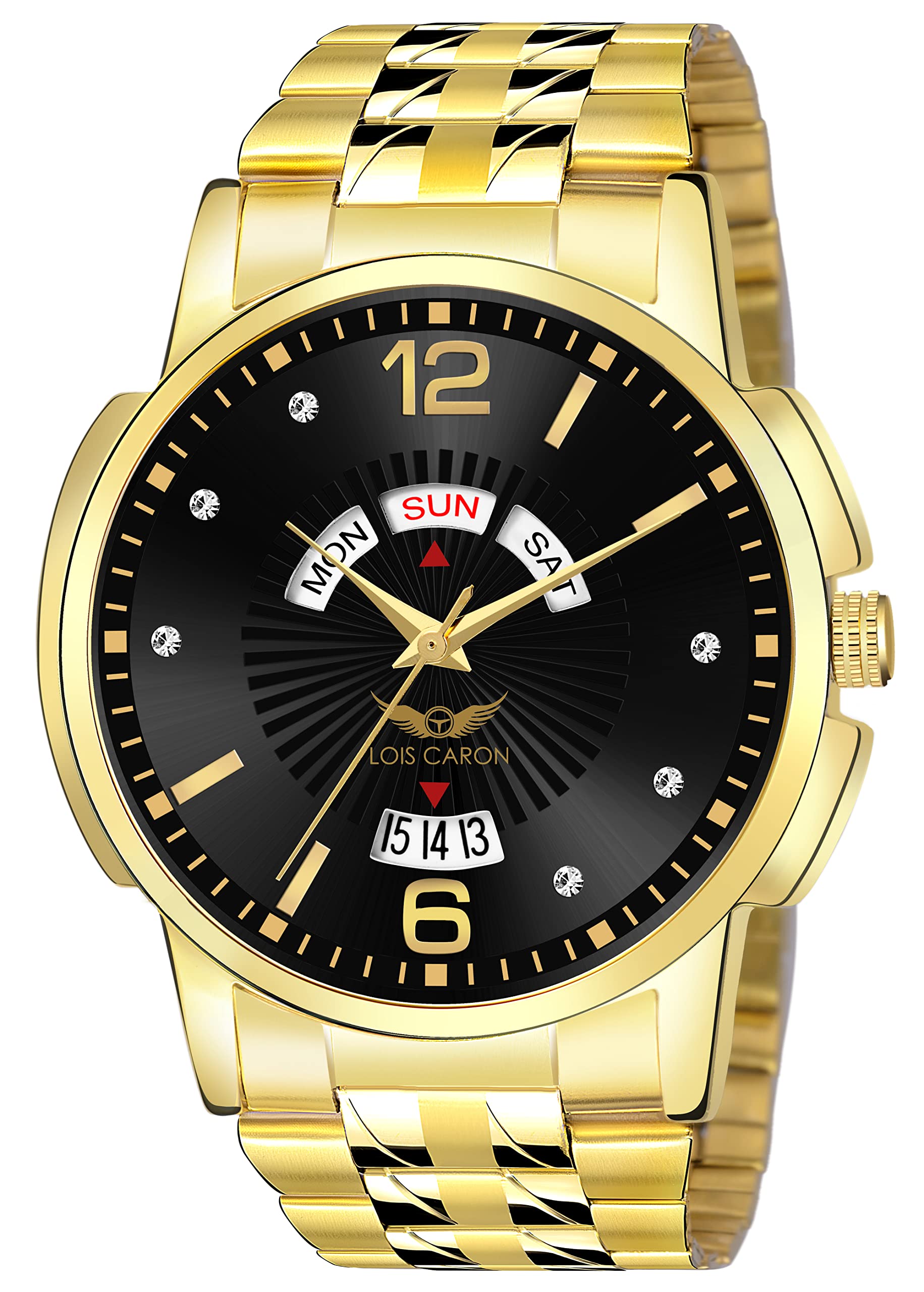 LOIS CARON Original Gold Plated Day & Date Functioning Analogue Dial Mens Watch (LCS-8504) (B09S5V71S3) Amazon Price History, Amazon Price Tracker