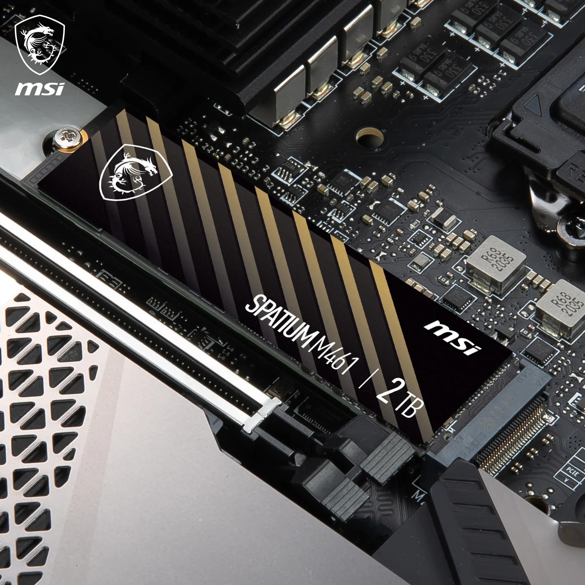MSI SPATIUM M461 PCIe 4.0 NVMe M.2 2TB - Disque SSD Interne 2 to, PCIe 4.0 NVMe M.2, Lecture 5000 MB/s & Écriture 4200 MB/s, 3D NAND, Sécurité des Données Intégrée, Center, 450 TBW, Garantie 5 Ans