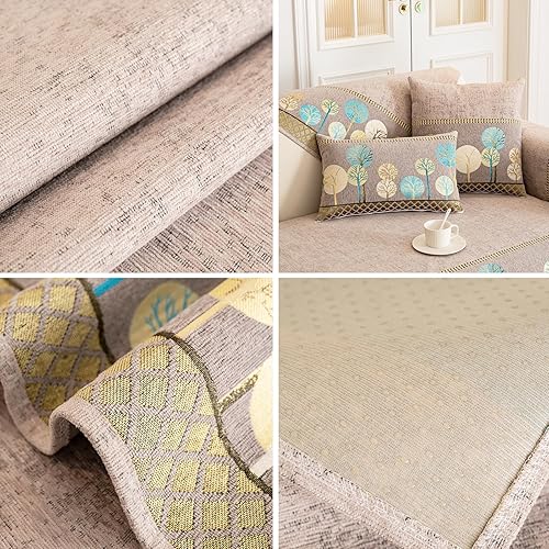 Miniatura 4 de Funda de sofá estilo bohemio, fundas de sofá antideslizantes, fundas de sofá lavables, funda de felpilla para sofá (crema, 36 x 82 pulgadas, 4