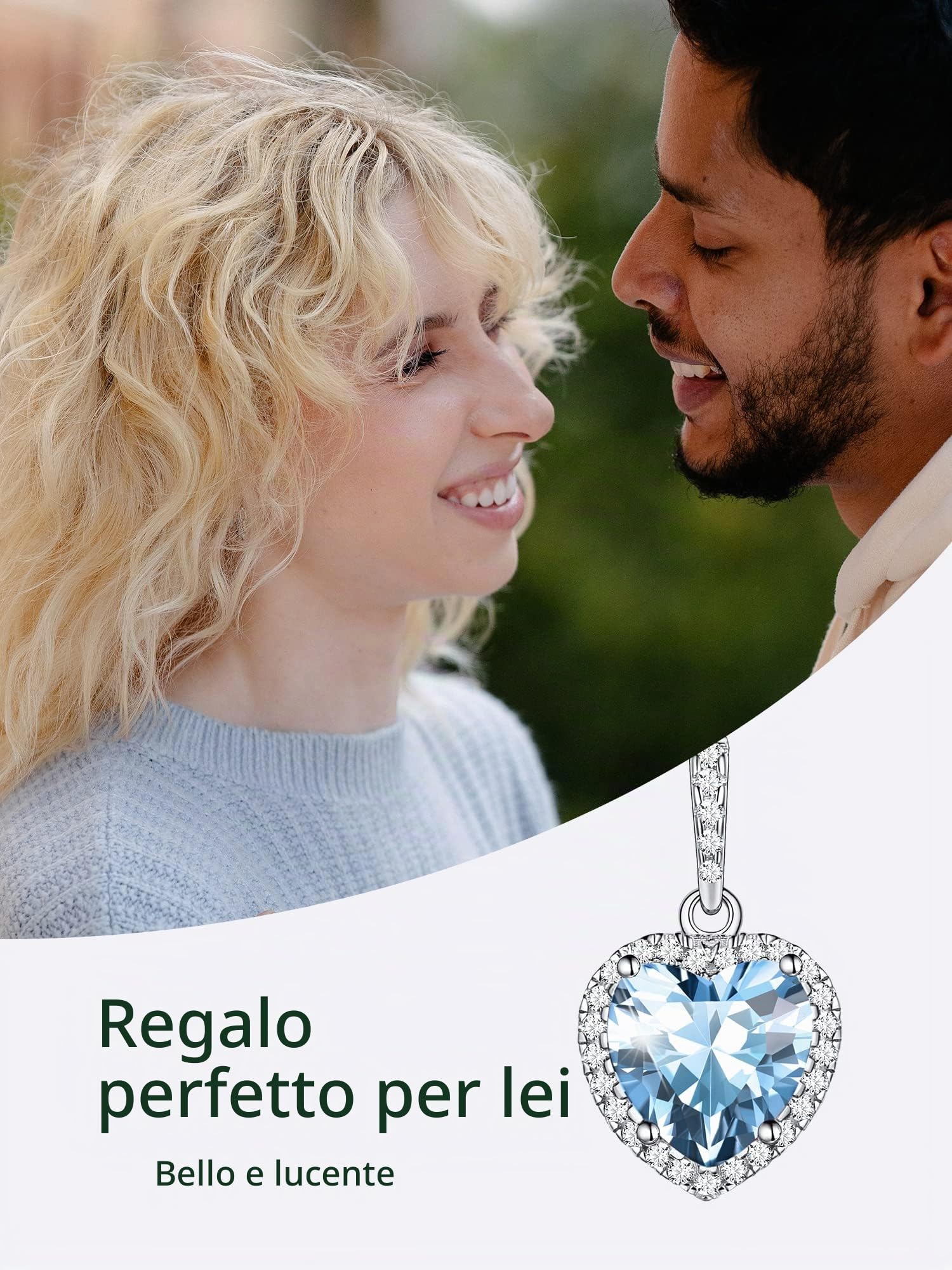 ChicSilver Collana Pendente Donna Cindolo Cuore Piccolo in Argento Sterling 925 con Zirconi Brillanti Pietra Nascita 12 Mese Mesi Catenina Catena Regolabile Gioiello alla moda - Regalo Perfetto