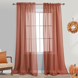 Panel Translúcido Cortinas semitransparentes de terracota de 84 pulgadas de largo para sala de estar, juego de 2 paneles con bolsillo para barra, decoración de ventana, cortinas de lino sintético con textura filtrante