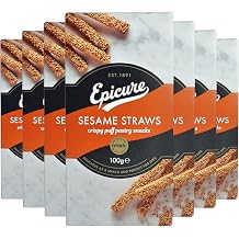 Epicure Sesame Straws, Crispy Puff Pastry Snacks, 100 g 10-Pack