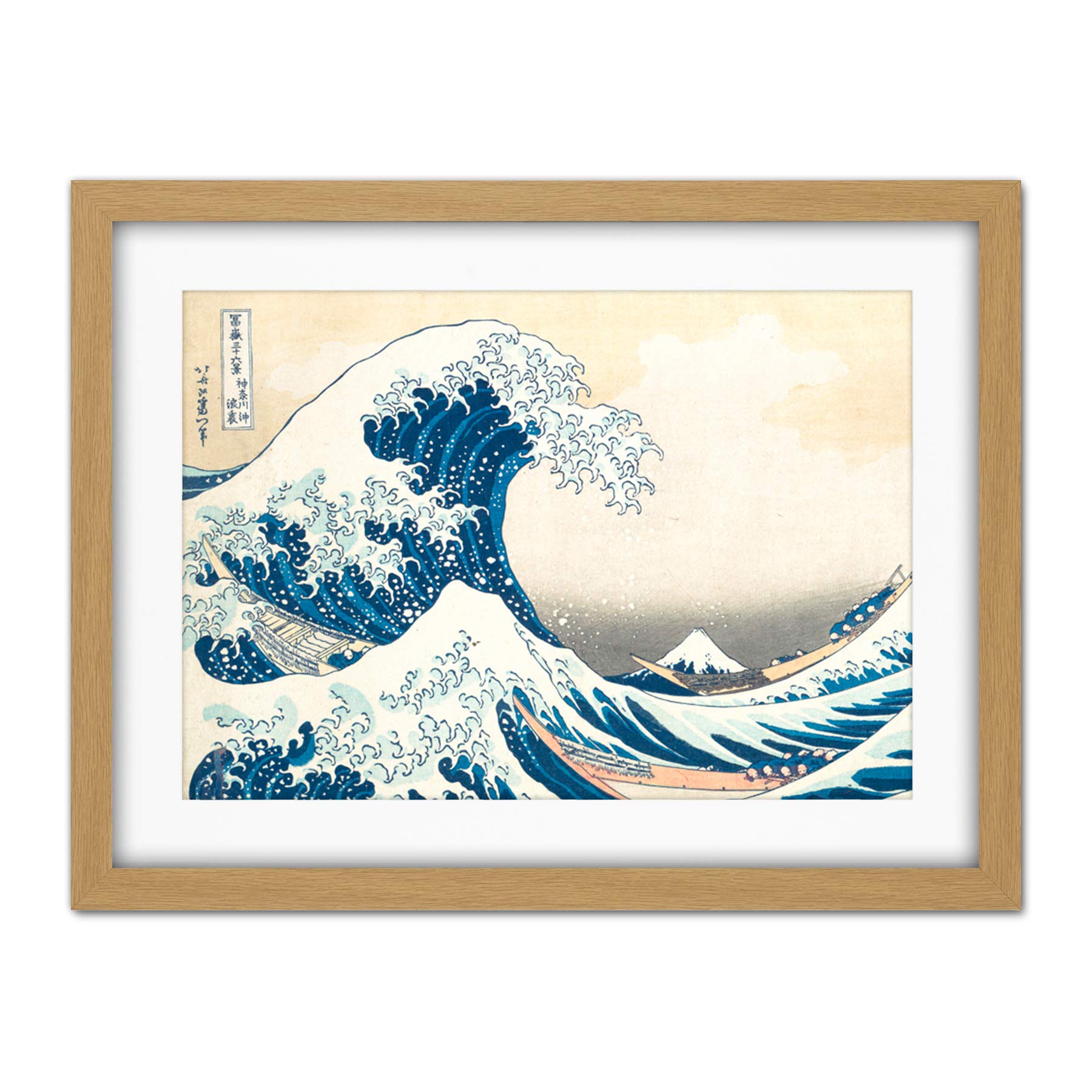 Wee Blue Coo Hokusai Great Wave Off Kanagawa Artwork Framed Wall Art Print 18X24 Inch