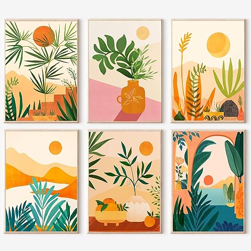 cupmod Paquete de 6 kits de pintura por números para adultos principiantes, pintura acrílica bohemia fácil por números, kits de pintura de acuarela