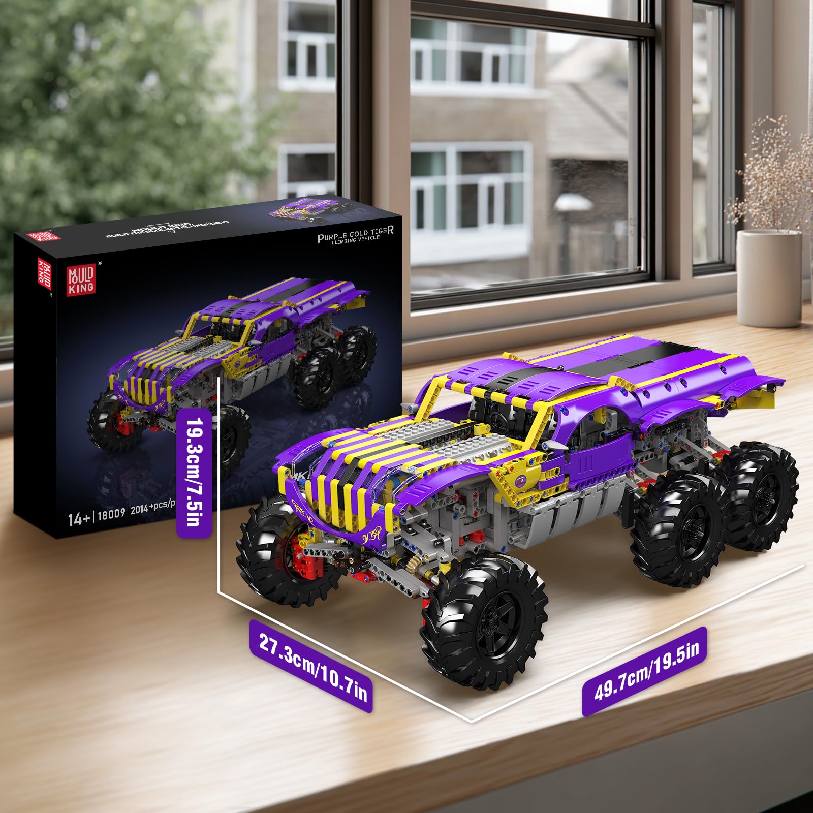 Mould King 18009 Technik Tiger Climbing Truck Spielzeugauto Modellbausatz - Lila Gold Klemmbausteine Auto Konstruktionsspielzeug Set Geschenke für Erwachsene ab 14 Jahren (2014+ Teile)