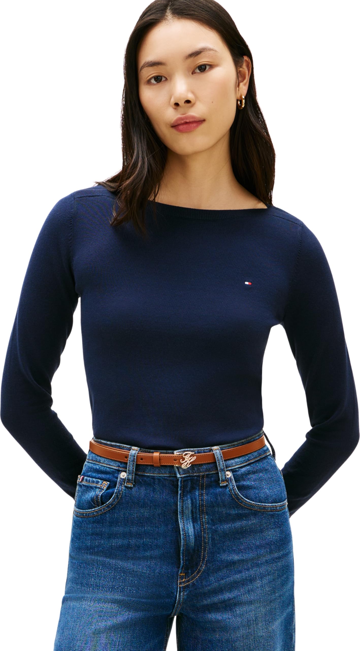 Tommy Hilfiger Women’s Jumper Knitted Jumper, Blue (Dark Night Navy), XL