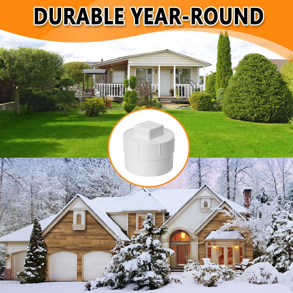 4 PVC Sewer Cleanout Adapter with Plug Pipe Fitting, PVC DWV Flush Sewer Cleanout Cap for Drainage Piping System