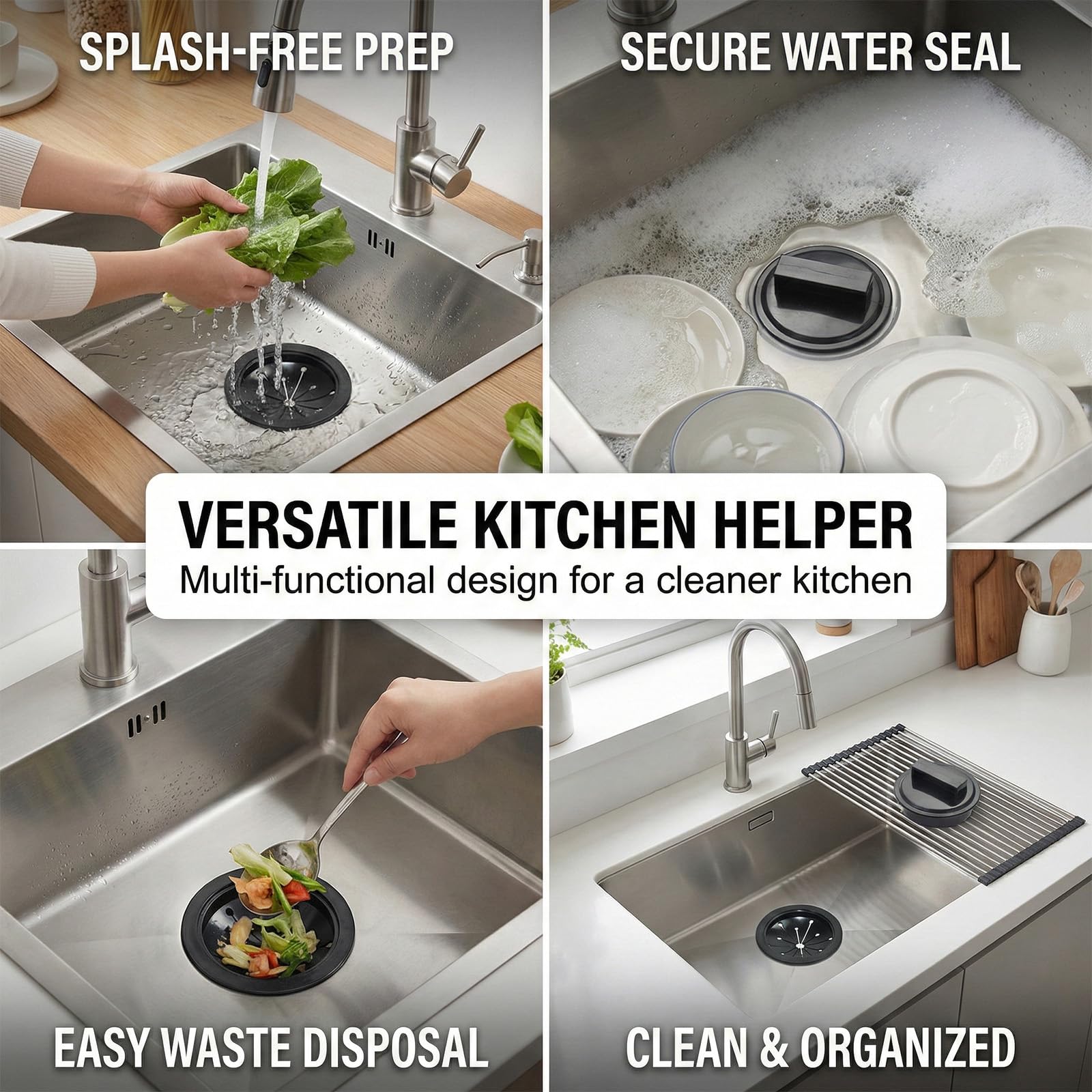 Deflettore Antispruzzo per Tritarifiuti da Cucina, Copertura e Accessorio per Lavello