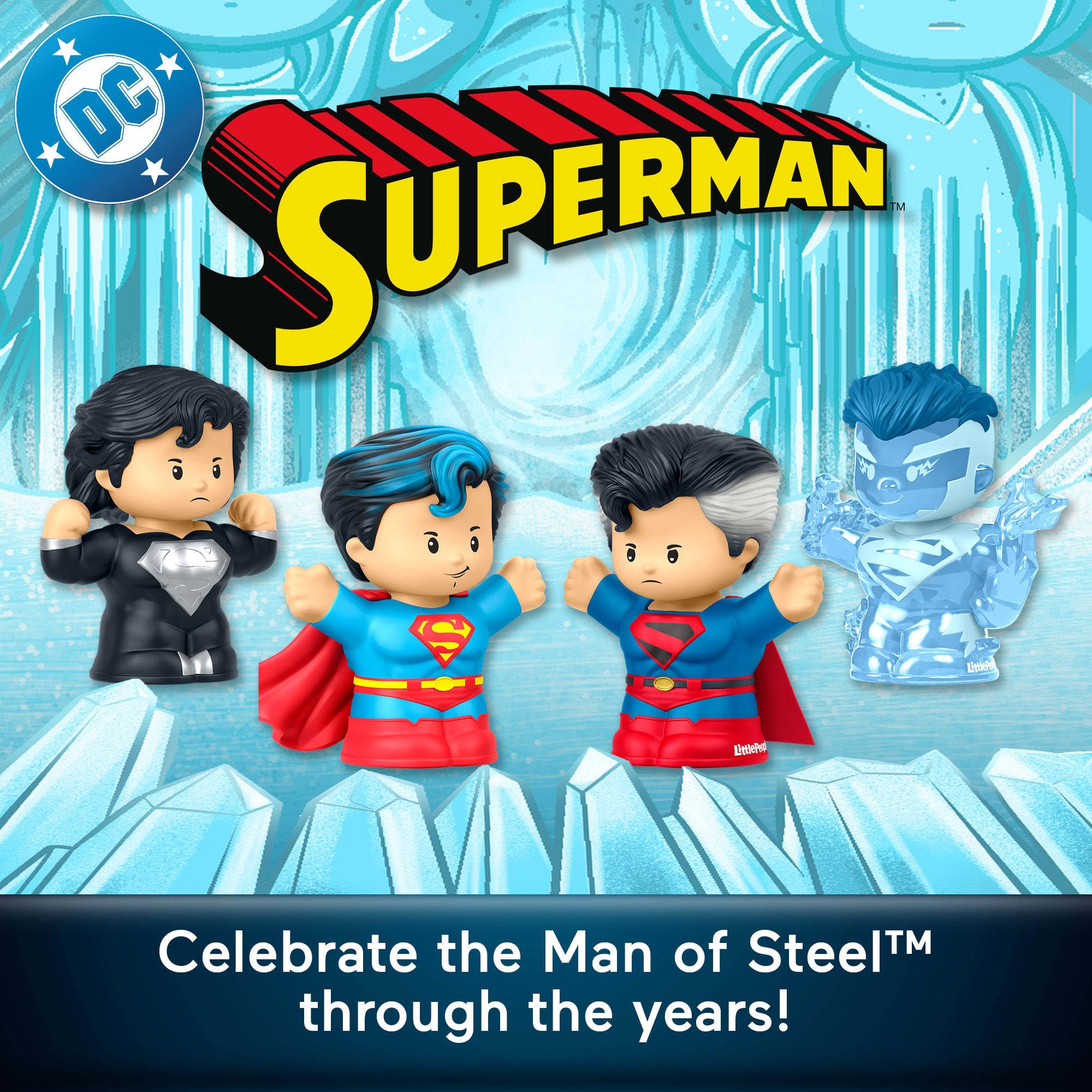 Little People COLLECTOR Superman Through the Ages Special Edition Set for Adults & Fans, 4 Figures in a Display Package, JFD63 - Image 2
