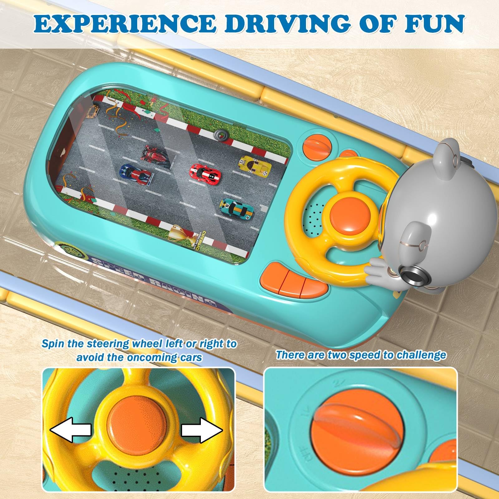 Volante De Juguete Interactivo Con Sonidos Y Música – Juego De Carreras Educativo Para Niños De 3 Años En Adelante – Regalo De Cumpleaños Para Peques