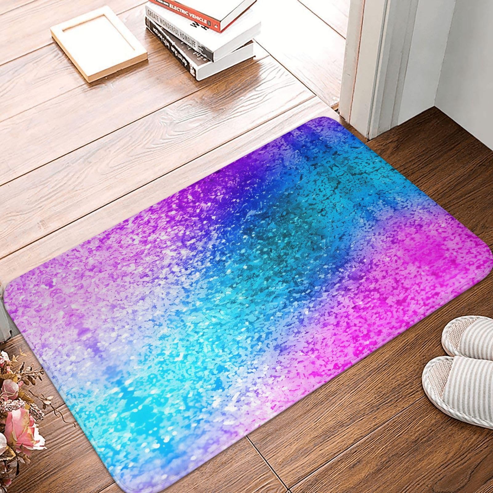 Vuilvanger, deurmat binnen en buiten, duty deurmat, glitter pailletten spot tapijt voor thuis, keuken, kantoor (40 x 60