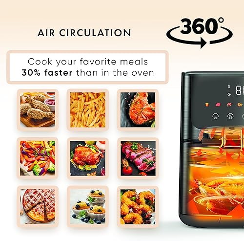 Miniatura 5 de Freidora de aire de acero inoxidable ROKO 3D con ventana visible - Capacidad de 5Qt para 3-5 personas  18 en 1 - Freír, hornear, tostar, asar,