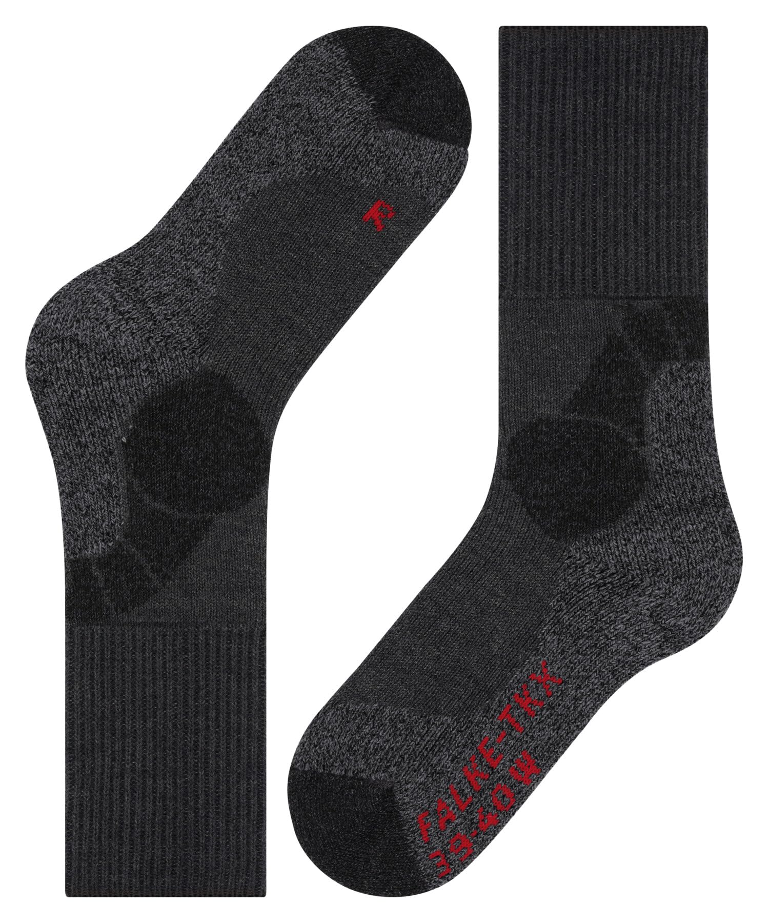 FALKE Mężczyźni Skarpety do wędrówek TKX Expedition M So wełna materiał funkcjonalny przeciw pęcherzom grube 1 Para, Szary Asphalt Melange 3180, 42-43