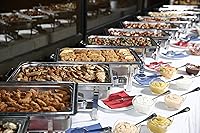 Vista 5 de TigerChef - Juego de platos de bufé de acero inoxidable, 4 juegos de chafer y calentador de buffet con bandeja de agua, bandeja para alimentos, tapa