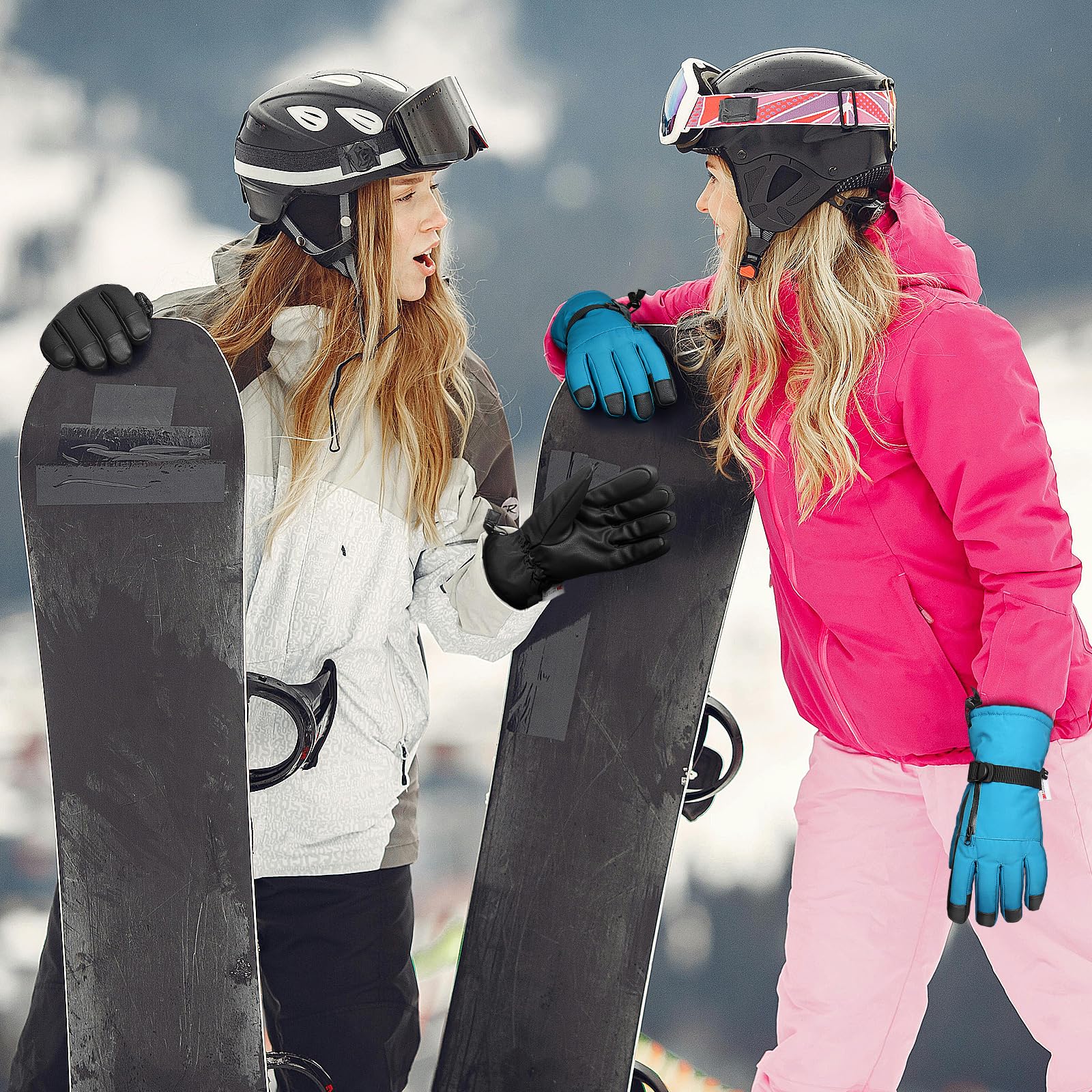 Mittens dziecięce wodoodporne rękawice śnieżne kompatybilne z ekranem dotykowym, ciepłe, odpowiednie na zimne warunki pogodowe i snowboard.