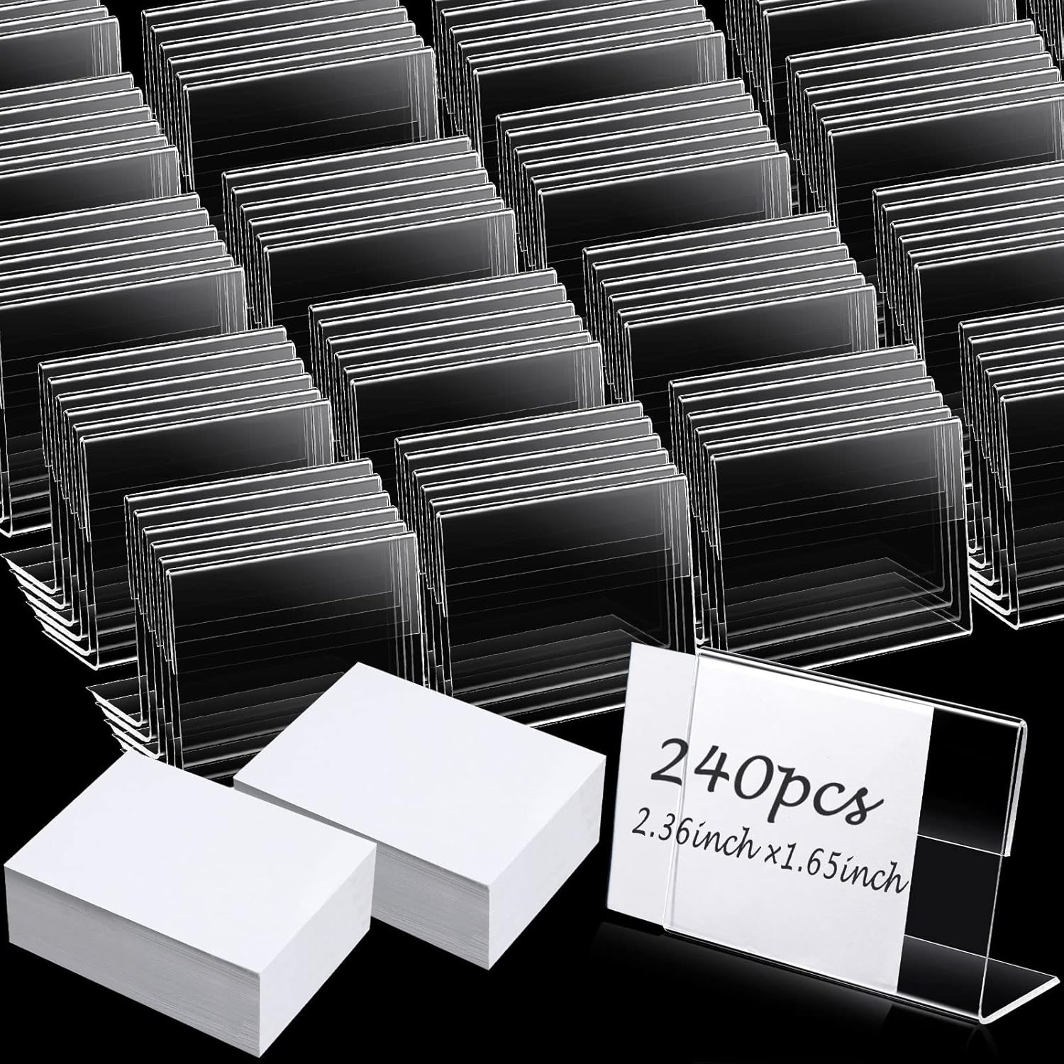 240 Pcs Mini Clear Acrylic Sign Display Holder with 240