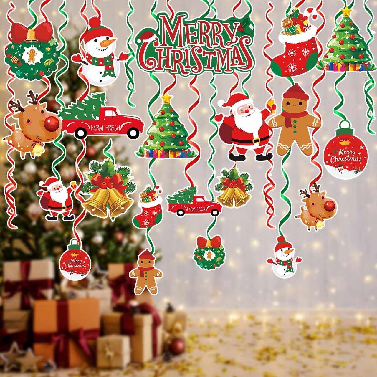 LOKIPA 30 decoraciones colgantes de Navidad, decoraciones colgantes de techo para el hogar, oficina, aula, decoración de otoño