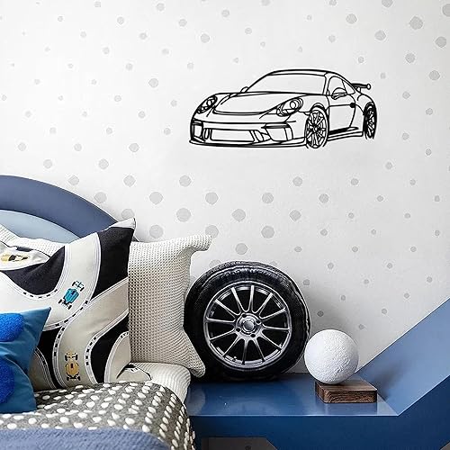 Miniatura 5 de Noxozoqm Arte de pared de metal para automóvil, silueta única, decoración de habitación para hombres, decoración de habitación de niños