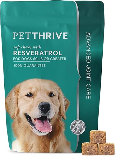 Suplemento de apoyo para cadera y articulaciones para perros masticables suaves con resveratrol, glucosamina, condroitina, ácido hialurónico, sabor
