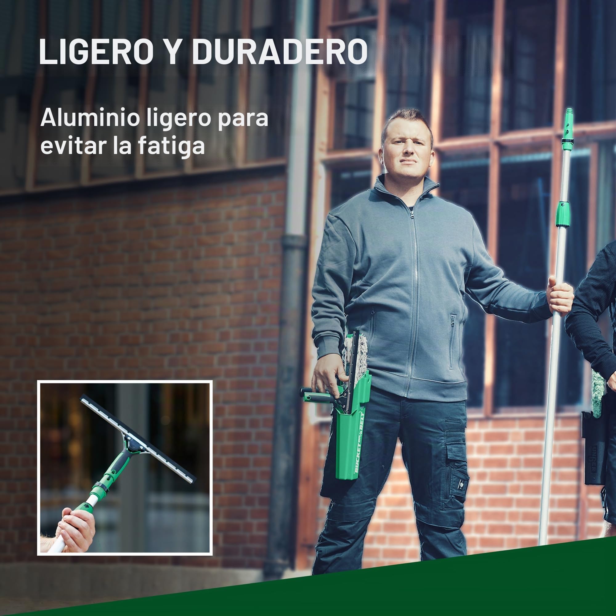 Unger OptiLoc 1,25 m Varilla telescópica (compatible con herramientas de limpieza de ventanas, mango ergonómico, punta antideslizante, bloqueo de dos componentes) EZ120
