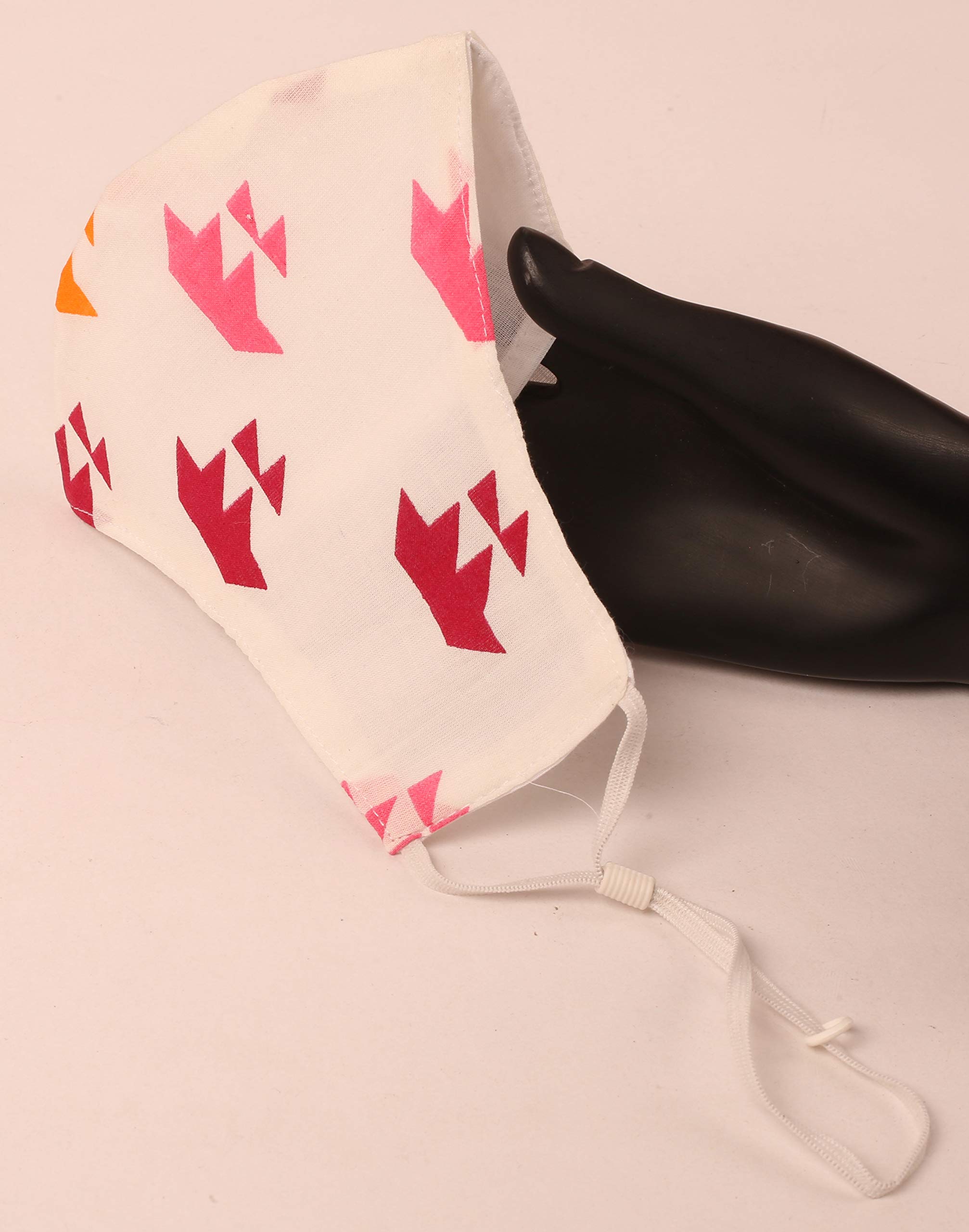 Touchstone Indian Heritage Fabric Filter Pocket Nose Bridge 2 Layer Cotton Face Mask Reusable Washable Pack Of 3. Blue Pink