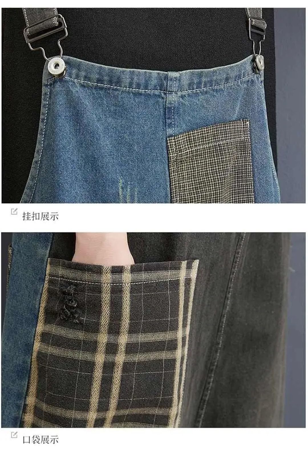 Damskie kombinezony dżinsowe w stylu vintage z naszywką na lato luźne dżinsowe szelki pajacyki