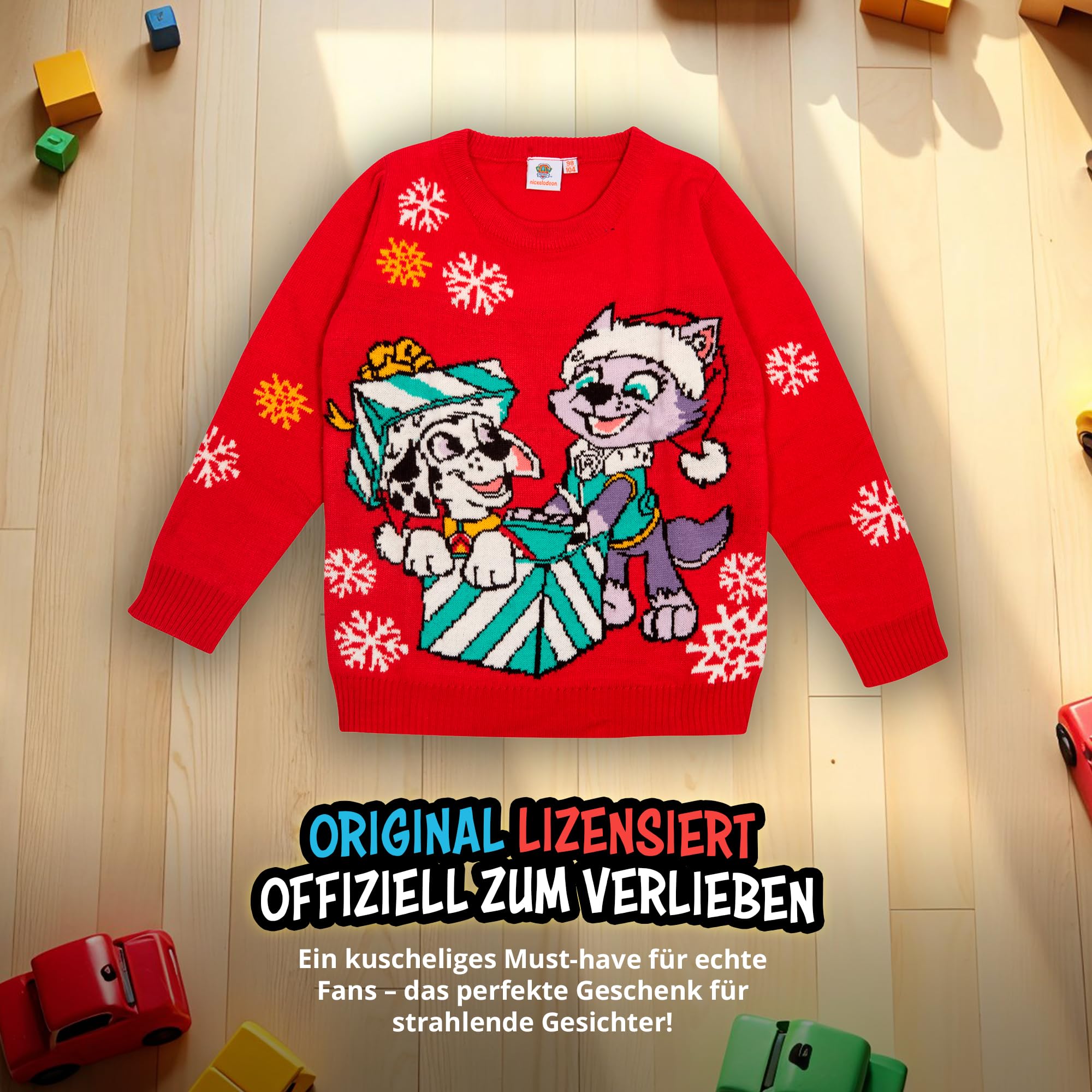 Jersey de Navidad Patrulla Canina Marshall Everest Niño Suéter Ugly Christmas Rojo