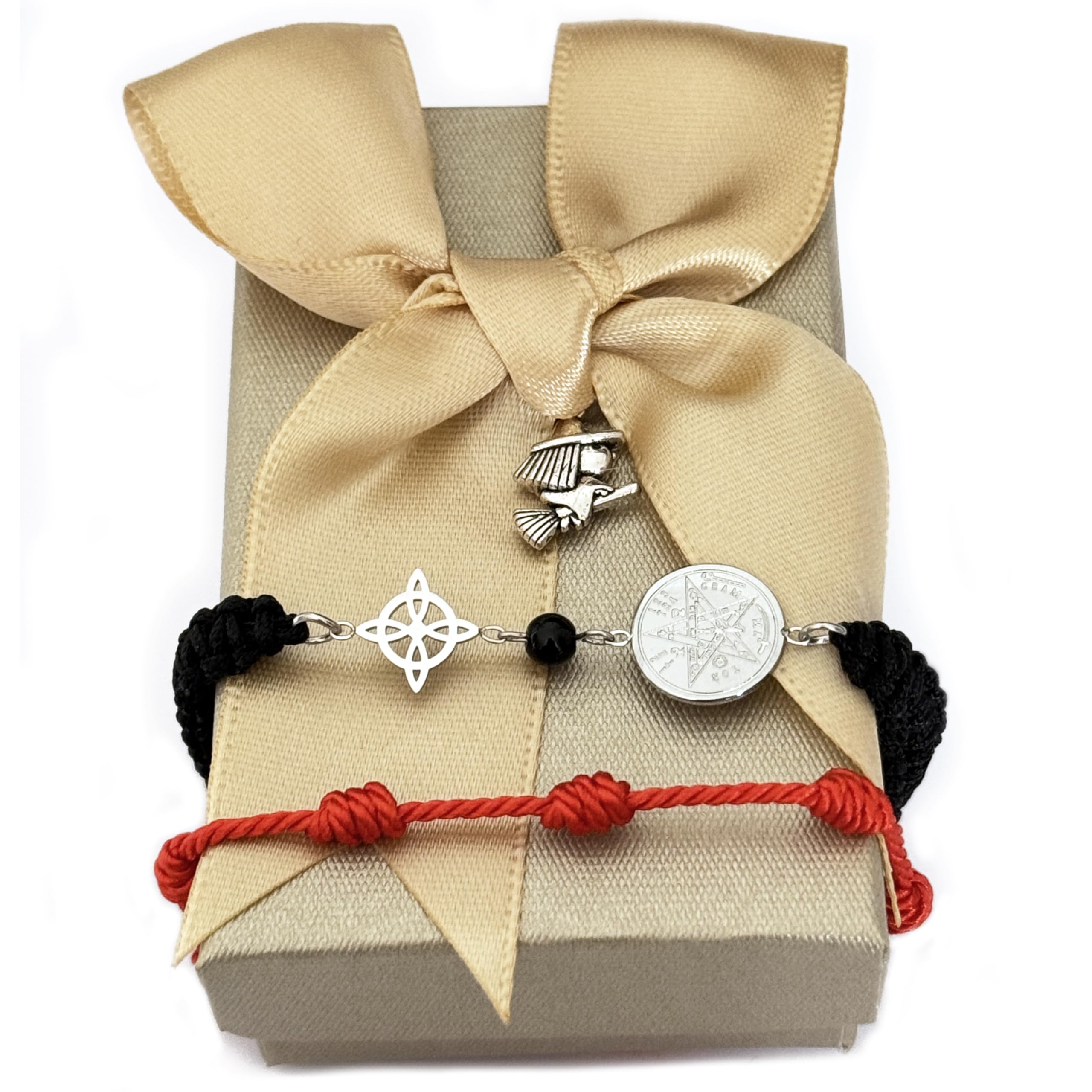 Simboliks Pulsera de Protección Tetragrammaton y Nudo de Bruja, Amuleto Esotérico con Pentagrama Ajustable para Hombre y Mujer | Talismán Místico y Regalo Espiritual Poderoso