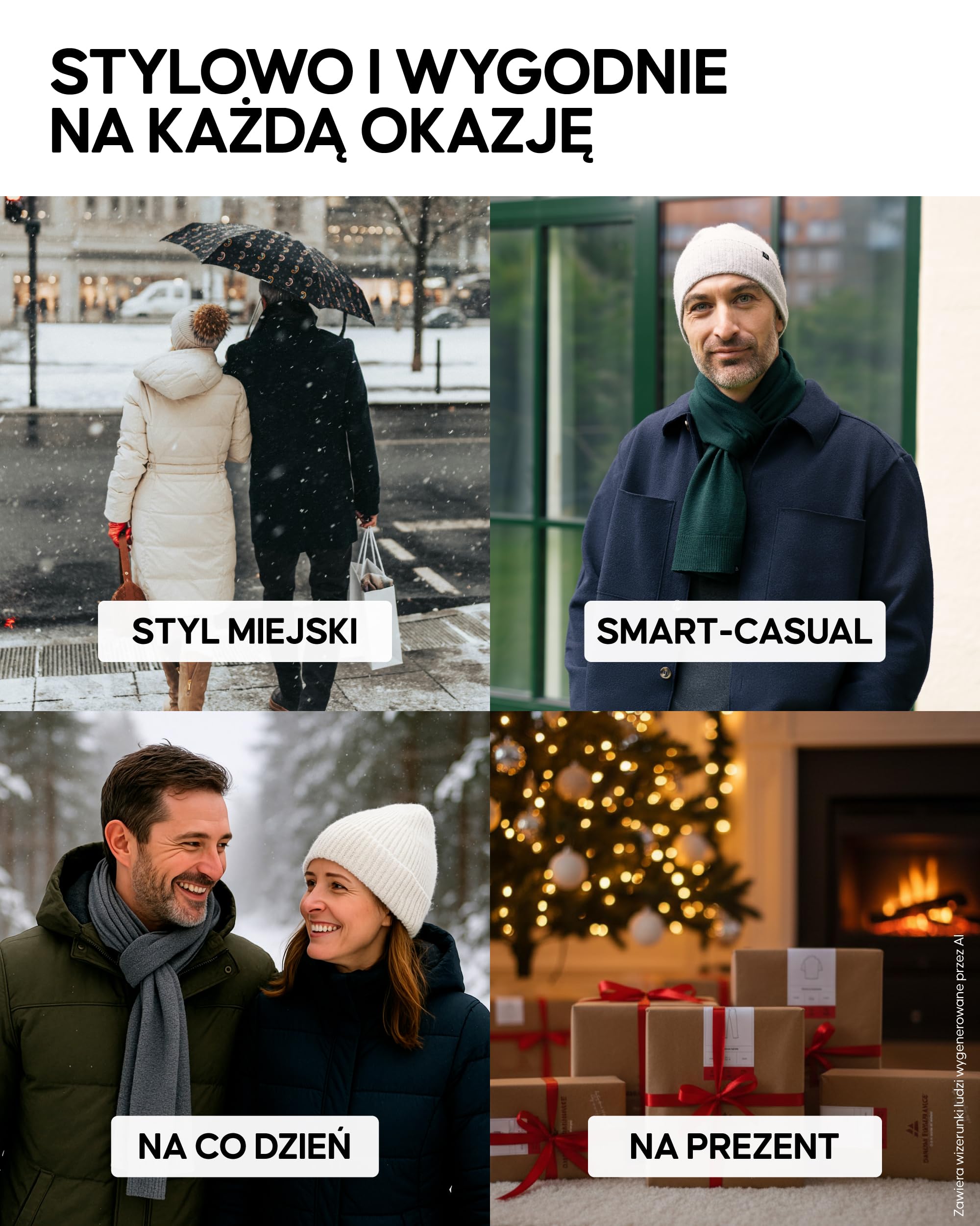 DANISH ENDURANCE Szalik z Wełny Merino Najwyższej Jakości, Miękki, Ciepły Szalik, na Zimę, dla Mężczyzn i Kobiet