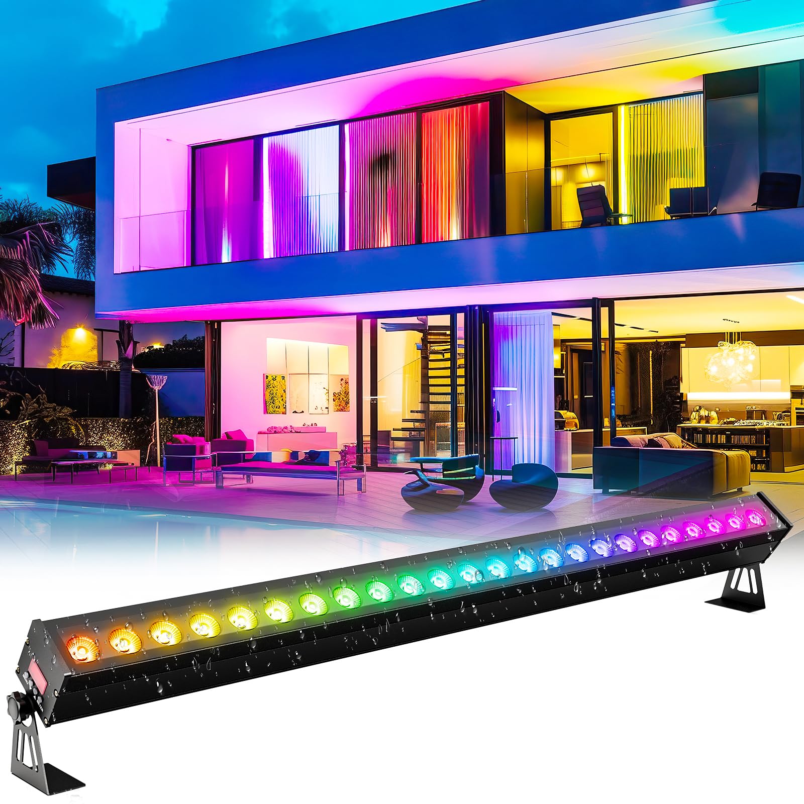 Impermeabile Wallwasher,120W 24 LED (3 in 1) Barra Luminosa,Yespick Luce da Palcoscenico Luci Effetti Luce Stroboscopica,Illuminazione Palco per Feste Bar DJ Discoteca Matrimonio Concerti Festival