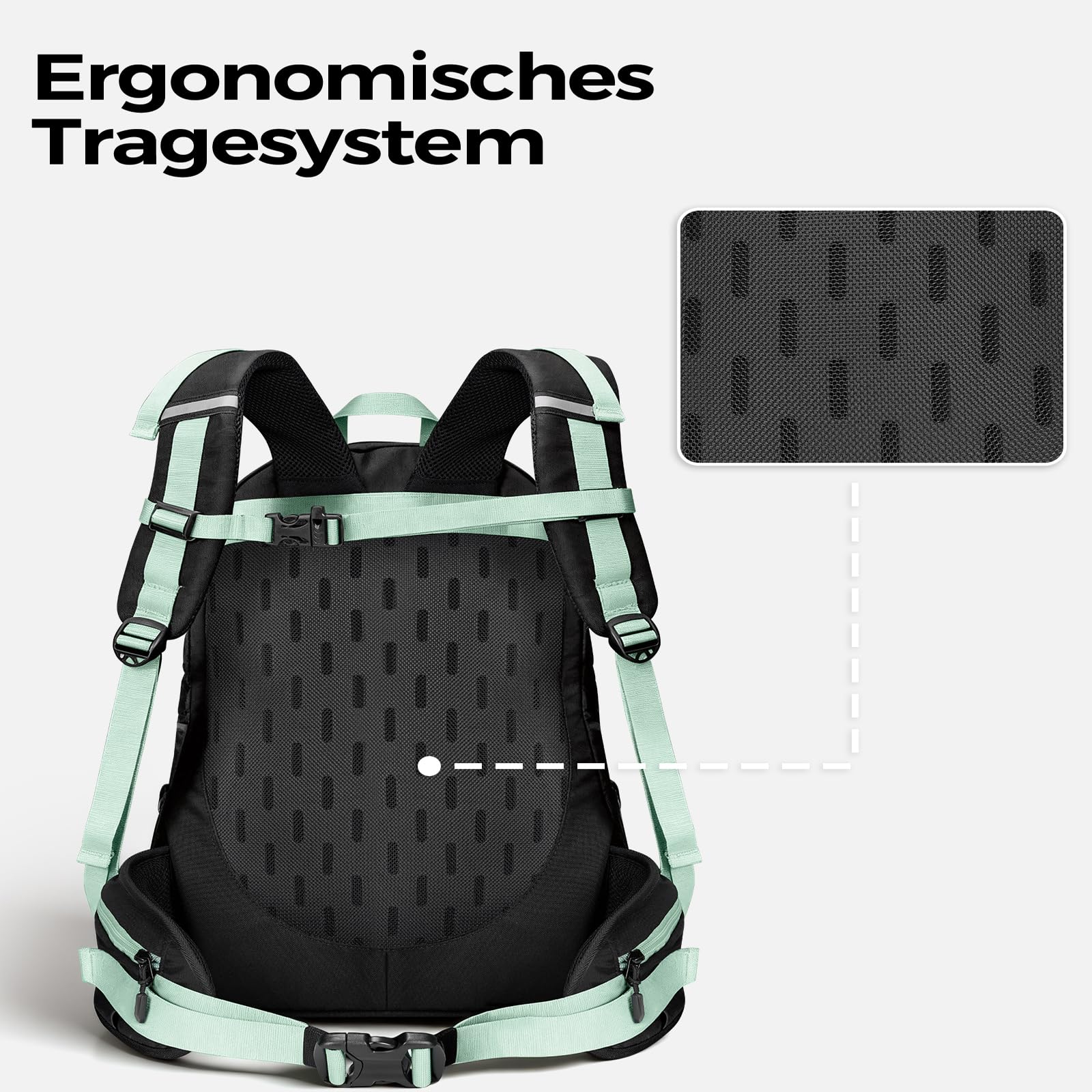 MATEIN Wanderrucksack Herren Damen, Wanderrucksack 40L mit Schuhfach & Hüftgürtel, Trekkingrucksack mit Regenschutz, Rucksack wandern Herren Leichtgewicht für Wandern, Outdoor, Hiking, Reise, Schwarz