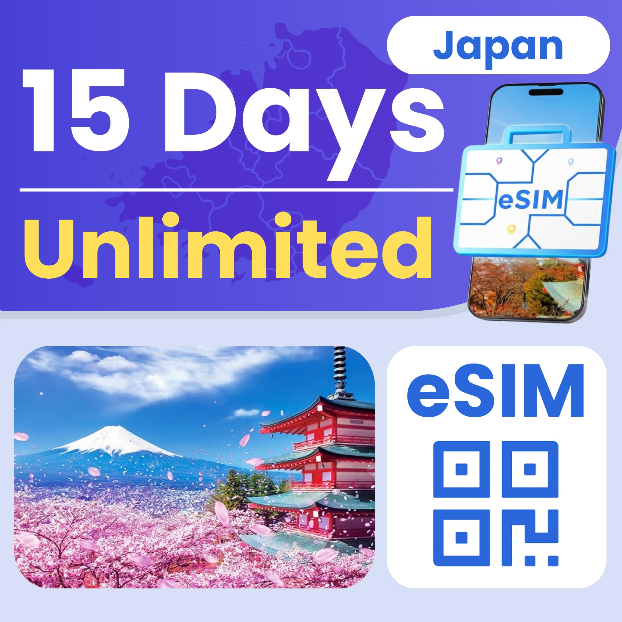 Japan eSIM Unlimited -15 Days 5G LTE Hotspot No Physical SIM
