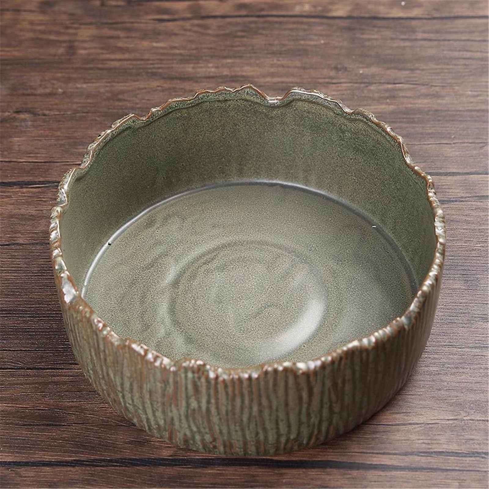 Vassoio per vasi da fiori Vassoio raccogli gocce in ceramica retrò con bordi irregolari, imitazione della trama di un albero, piattino for composizioni floreali