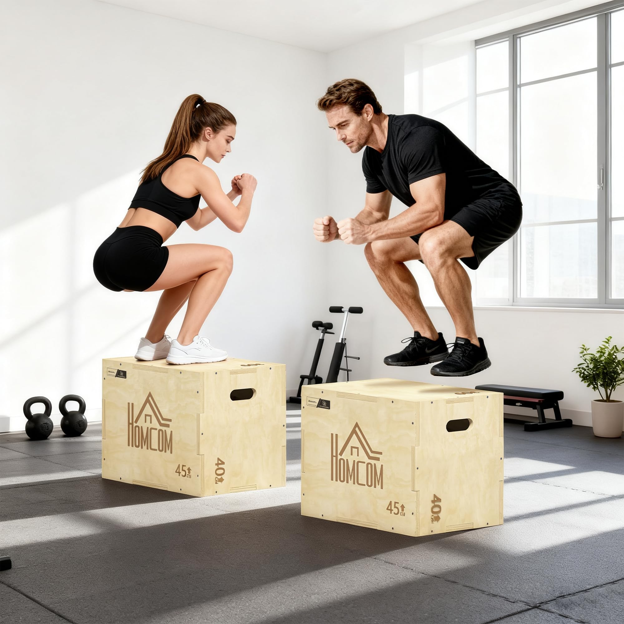 HOMCOM Box jump pliométrico 3 en 1 - Colaboración Aosom.fr x FFHandball - aparato caja de salto musculación fitness & crossfit plyobox para entrenamiento de caja