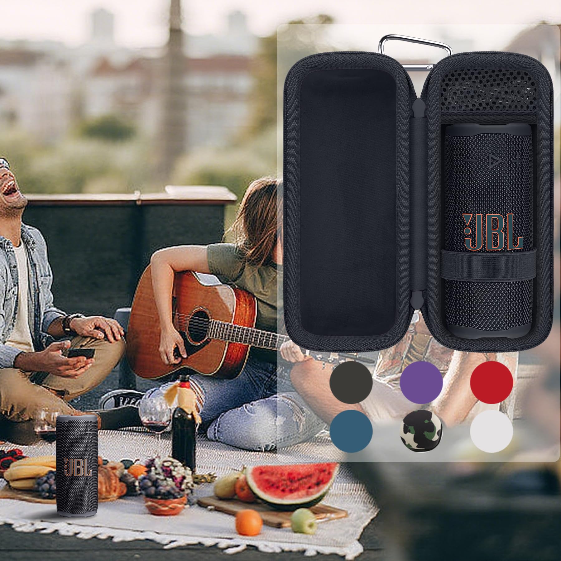 Khanka Twardy futerał na przenośny głośnik Bluetooth JBL Grip, Czarny (Black), Petit, walizka bagażowa | Kompatybilny z przenośnym głośnikiem Bluetooth JBL Grip, twardy futerał do przechowywania, tylko futerał