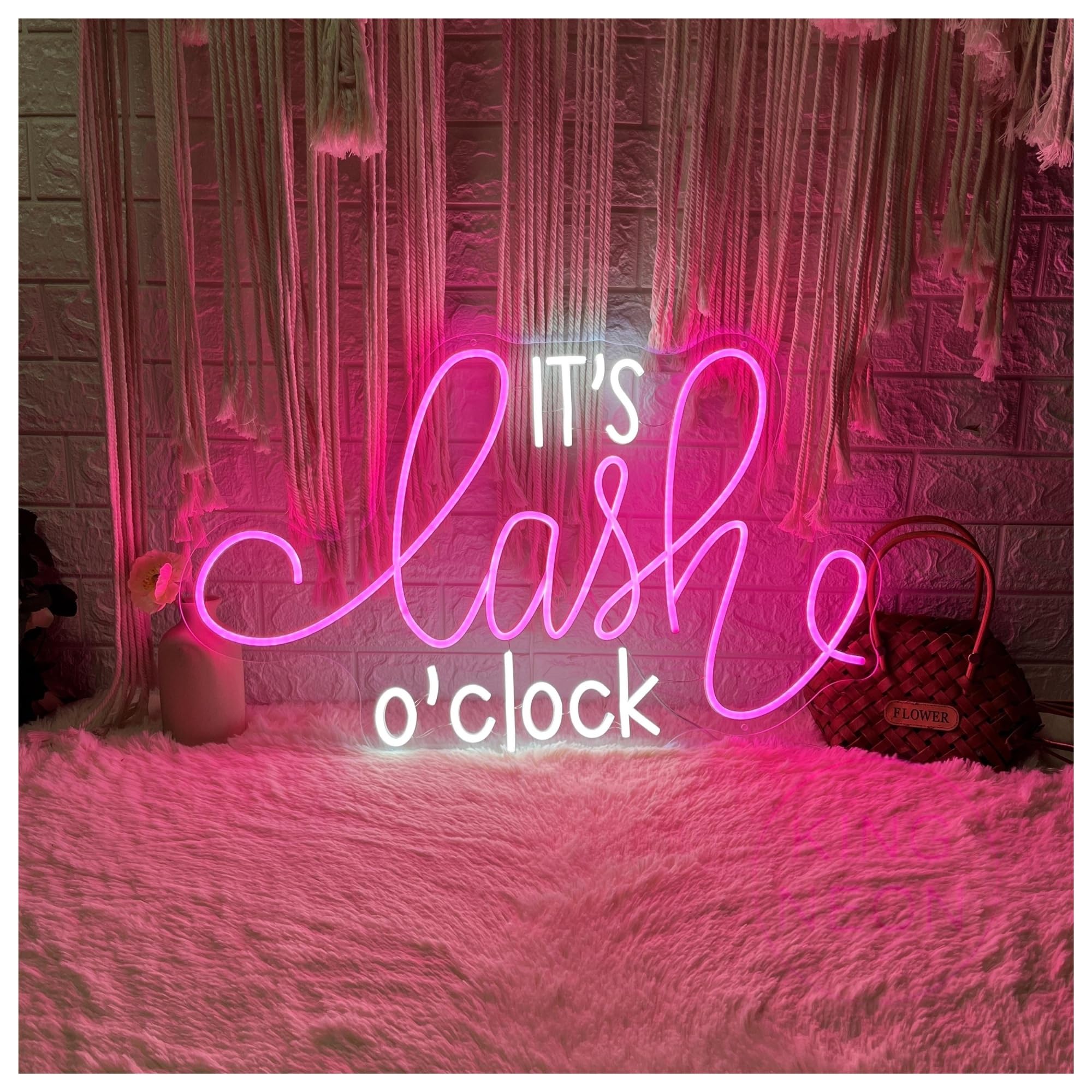 RONGCH Hanging Art Signs It's Lash O'clock Neon Sign Gameroom Bedroom Bar Livingroom Birthday Party Wall Decoration 50x31cm