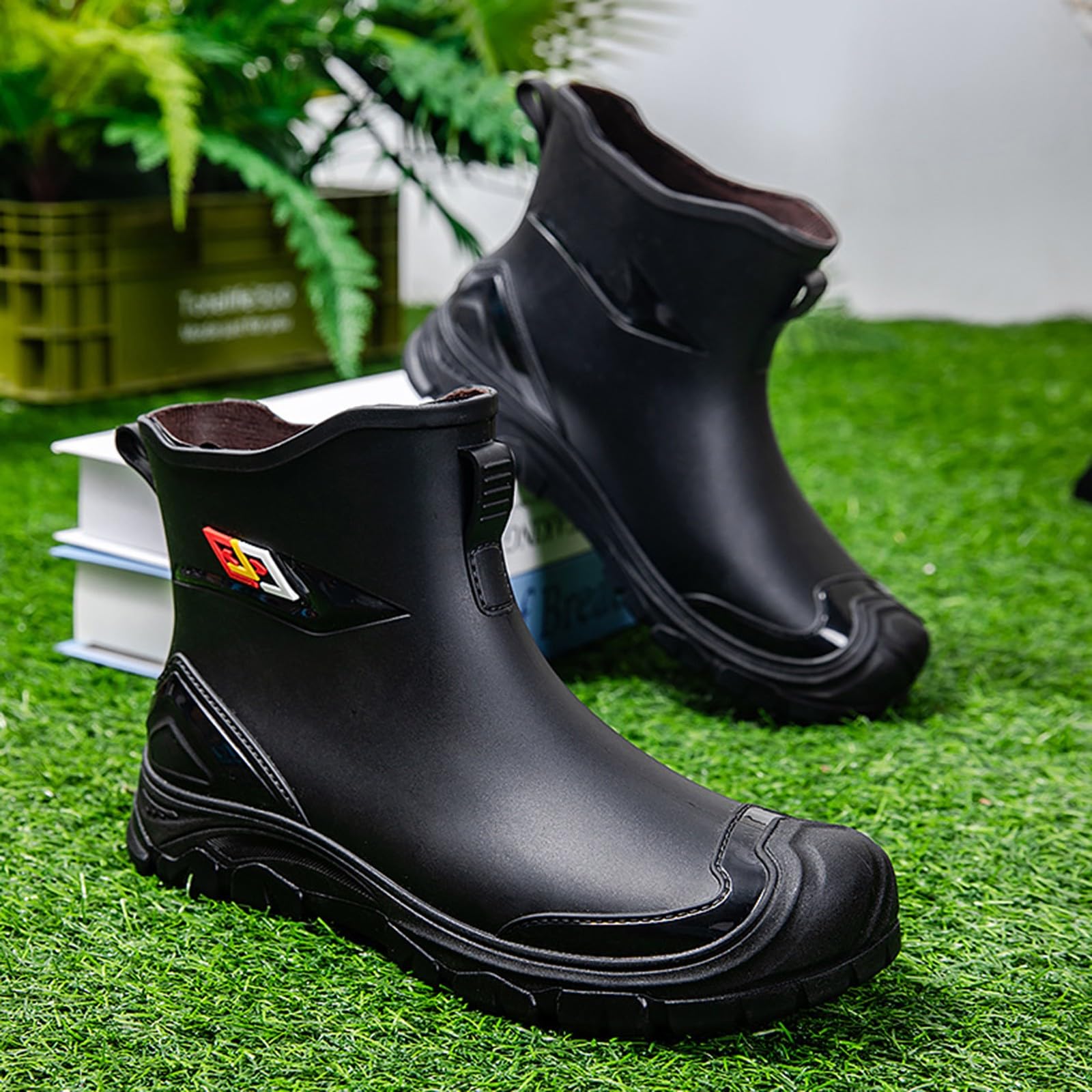 Botas de lluvia para hombre, botas de lluvia, zapatos de goma, impermeables, botines de tobillo, botas de lluvia, botas de goma para exteriores, botas de jardín, botas de goma antideslizantes