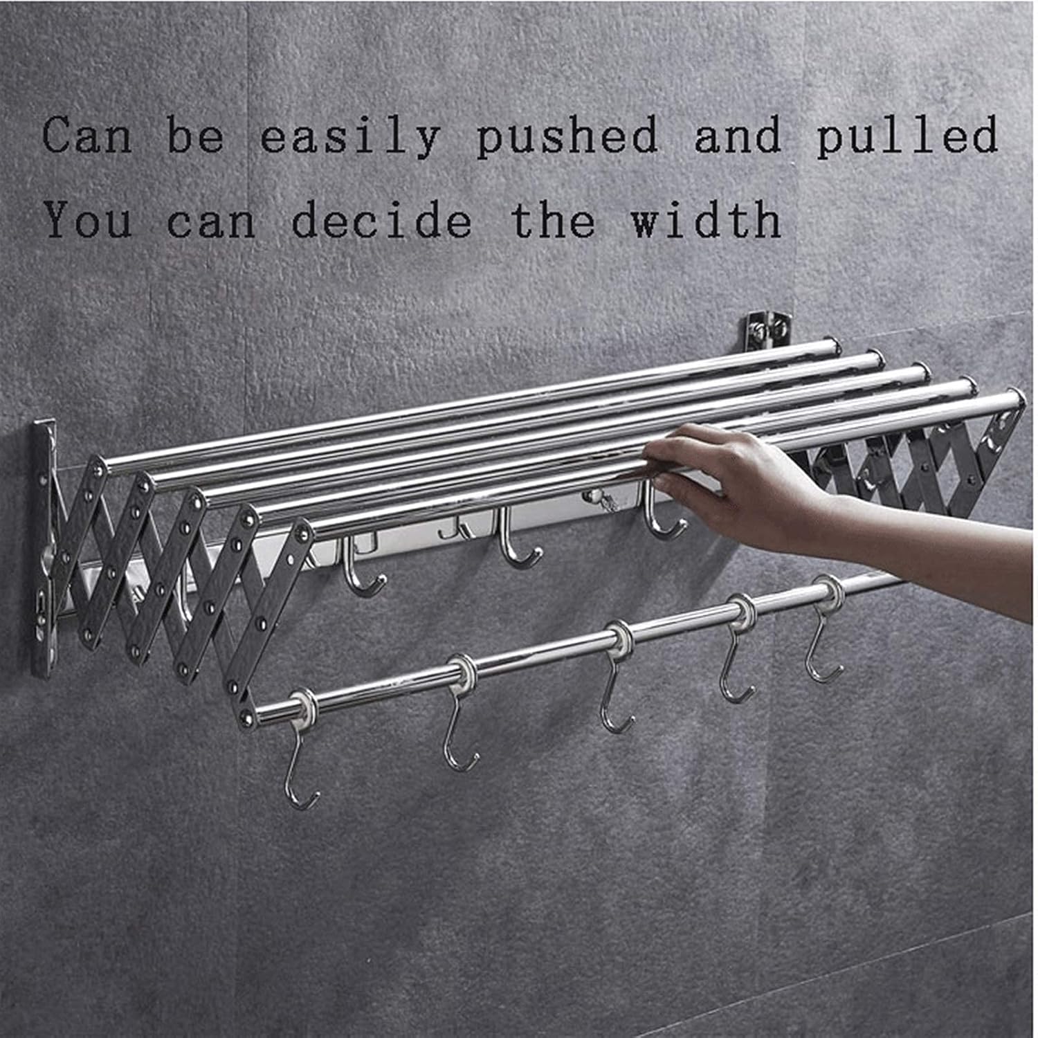 Clothes Horse - Drying Rack with 7 Rods for Hanging Wall Mounted Extendable Dryer Laundry Airer Towel Dry Racks Fashionable,